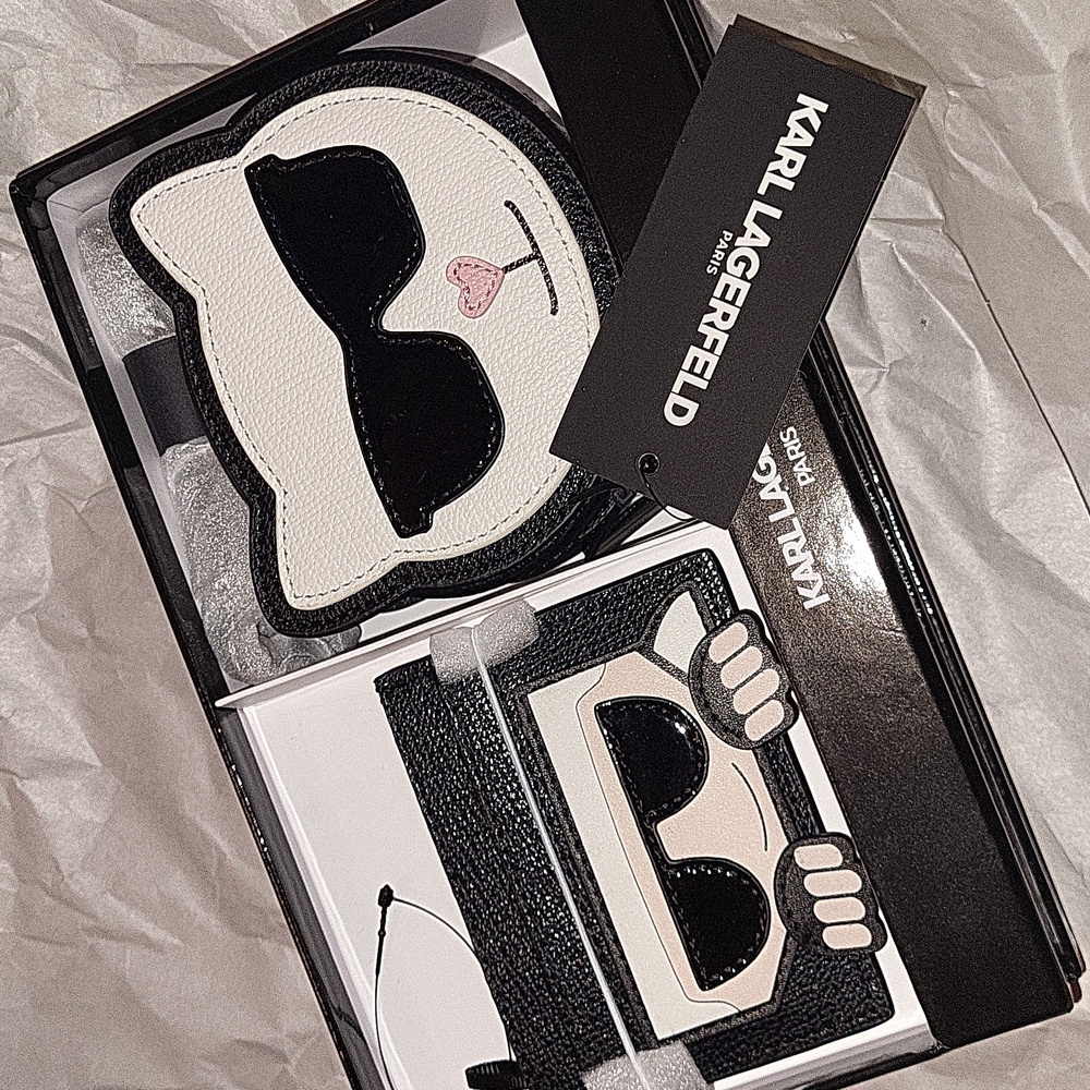 Karl Lagerfeld Crossbody Choupette Cat and Sunglass Bag And Karl CC Holder Set